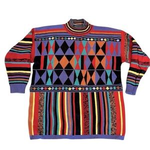 Vintage Multicolour Sweater. LL EUROPEAN. 100% cotton. Size 40/Small